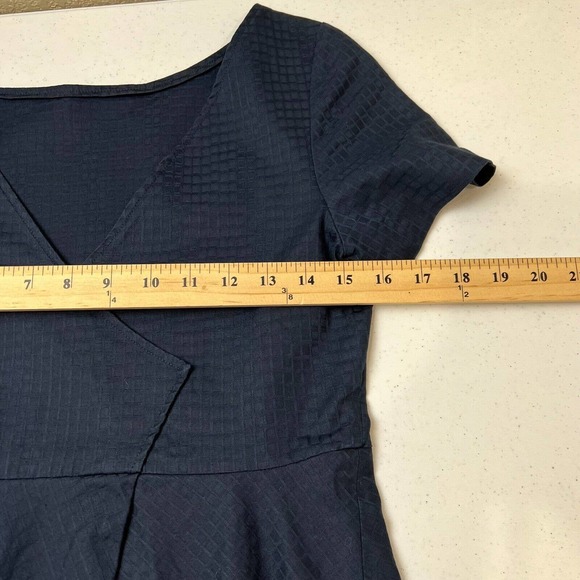 Jil Sander Women Wrap Dress 38 Navy Blue Short Sleeve Knee Length Preppy Capsule - Picture 11 of 12